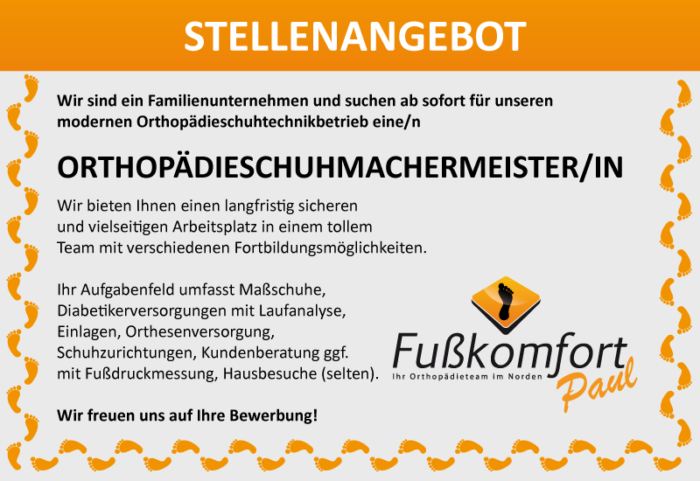 Stellengesuche Orthopädieschuhmachermeister/in